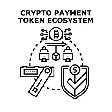 Crypto payment token ecosystem secure transactions concept Stock Illustration