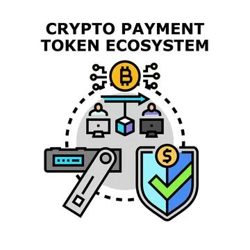Crypto payment token ecosystem secure transactions concept Stock Illustration