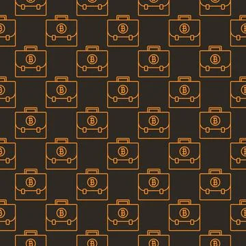 Crypto Portfolio vector Bitcoin Cryptocurrency thin line seamless pattern Stock Illustration
