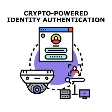 Crypto powered digital identity authentication vector concept Stock Illustration