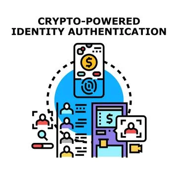 Crypto powered identity authentication digital technology concept Stock Illustration