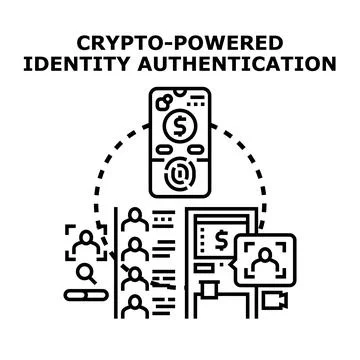 Crypto powered identity authentication digital technology concept Stock Illustration