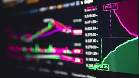 Crypto Price Changing Chart. Number of prices are changing Stock Footage 123906080