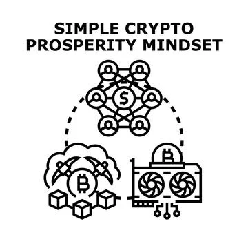 Crypto prosperity mindset illustration finding digital money Stock Illustration