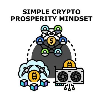 Crypto prosperity mindset illustration finding digital money Stock Illustration