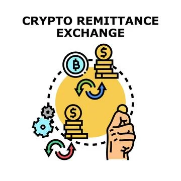 Crypto remittance exchange process vector illustration Stock Illustration