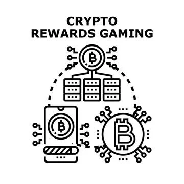 Crypto rewards gaming concept for cryptocurrency earning Stock Illustration
