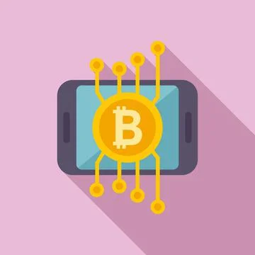 Crypto smartphone icon flat vector. Business money Ilustración de archivo