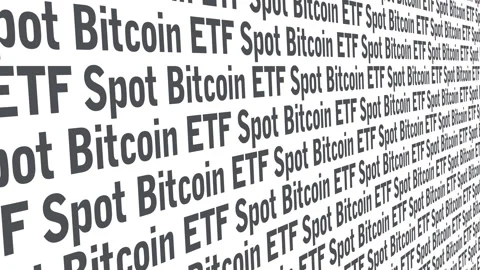 Crypto spot bitcoin etf on white background soaring virtual asset in digital Video stock 259725036