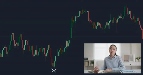 Crypto stock trader consult live stream share in online training class Stock Footage 160460893