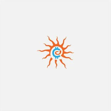 Crypto sun logo vector template 스톡 일러스트
