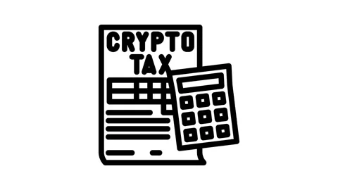 Crypto tax calculation fintech line icon animation Stock Footage 326748448