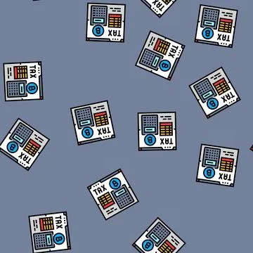 Crypto tax calculation fintech vector seamless pattern Stock Illustration