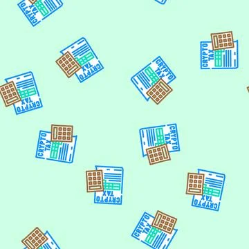 Crypto tax calculation fintech vector seamless pattern Illustrazione stock