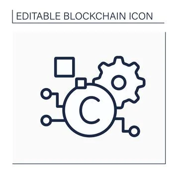 Crypto technology line icon Stock Illustration