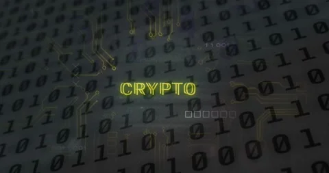 Crypto text and microprocessor connections against binary coding data processing Stock Footage 196888808