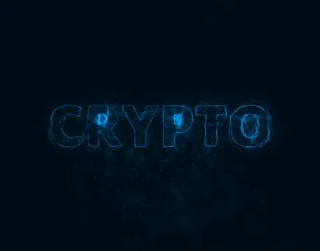 Crypto title with plexus effect. Connected lines with dots. Lines title plexus Stockillustratie