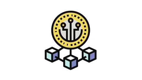 Crypto token decentralized application color icon animation Stock Footage 326108200