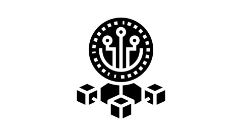 Crypto token decentralized application glyph icon animation Stock Footage 326145515