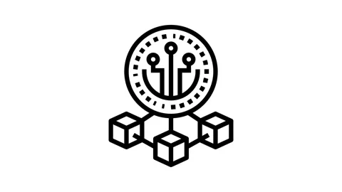Crypto token decentralized application line icon animation Stock Footage 326125717