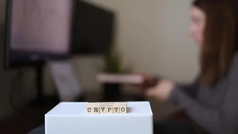 Crypto trader analyzes market trends Stock-Footage 337571497