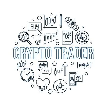Crypto Trader vector Buying and Selling Crypto Crypto Market Trading outlin.. Stock Illustration