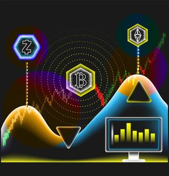 Crypto trading 3d vector forex market background Illustrazione stock