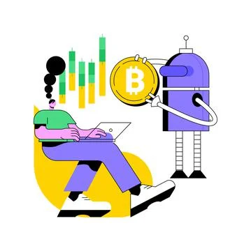 Crypto trading bot abstract concept vector illustration. Stock Illustration