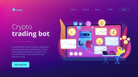 Crypto trading bot concept landing page Stock Illustration