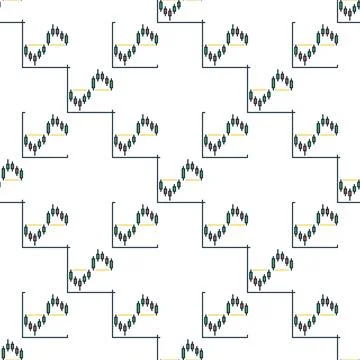 Crypto Trading Candlestick Chart Formation vector colored seamless pattern Stock Illustration