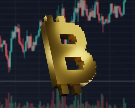 Crypto trading concept on candlestick screen. Futuristic 3D render illustration Stock Illustration