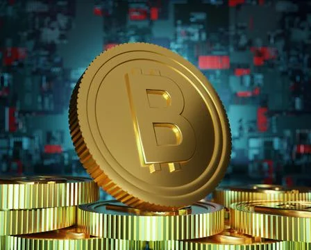 Crypto trading concept on candlestick screen. Futuristic 3D render illustration Stock Illustration