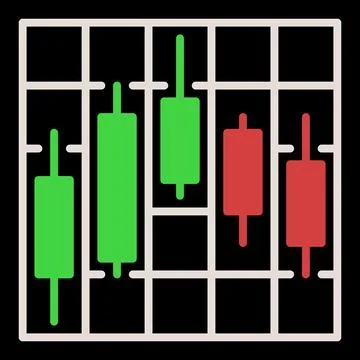 Crypto Trading Data Visualization vector Candlestick Chart colored icon or .. Stock Illustration