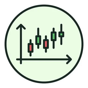 Crypto Trading Graph vector colored round icon or design element Illustration