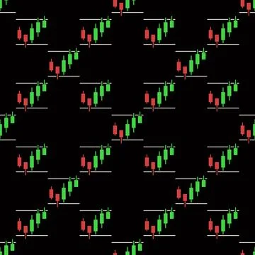 Crypto Trading vector Candlestick Chart colored seamless pattern Stock Illustration
