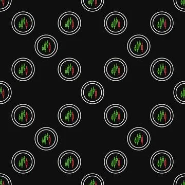 Crypto Trading vector Candlestick Chart linear round seamless pattern Stock Illustration