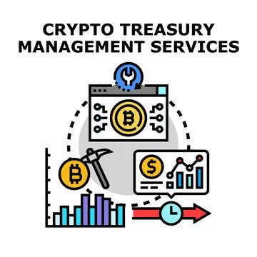 Crypto treasury management financial services concept Stock Illustration