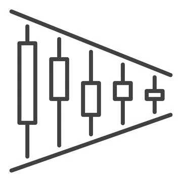 Crypto Triangle Pattern vector Candlestick Chart outline icon or design eleme Stock Illustration