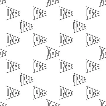 Crypto Triangle Pattern vector Candlestick Chart outline seamless pattern Stock Illustration