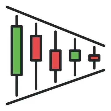 Crypto Triangle Pattern vector Red and Green Candlesticks colored icon or d.. Stock Illustration