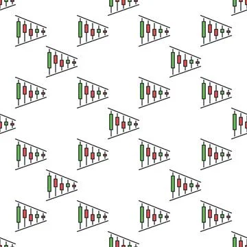 Crypto Triangle Pattern vector Red and Green Candlesticks colored seamless .. 스톡 일러스트