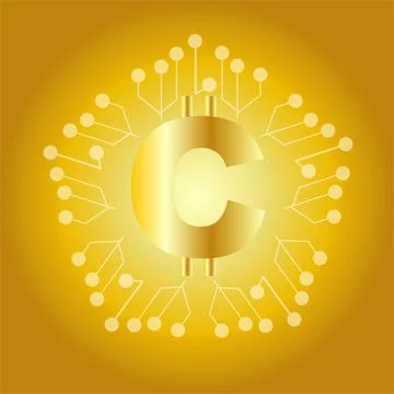 Crypto vector illustration on a gold background Stock Illustration
