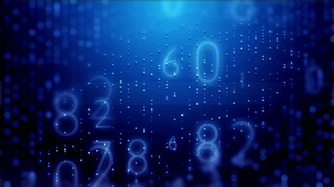 Crypto virtual digital numbers neural AI data code video loop Video stock 141282027