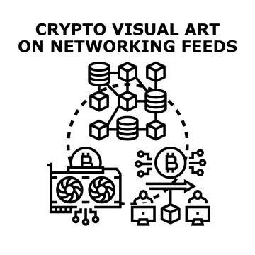 Crypto visual art on networking feeds concept illustration イラスト素材