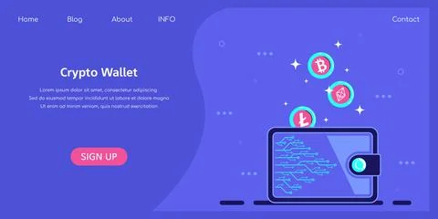 Crypto wallet concept banner, flat style illustration Stock Illustration