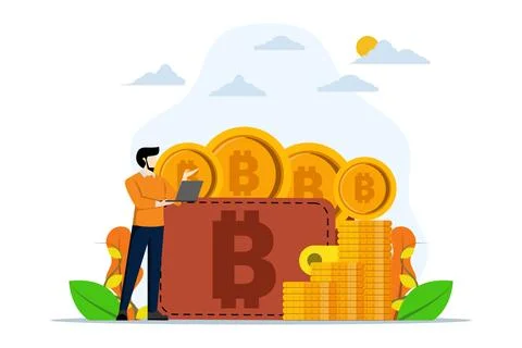 Crypto wallet concept. Digital Wallet Technology for cryptocurrency. Illustrazione stock