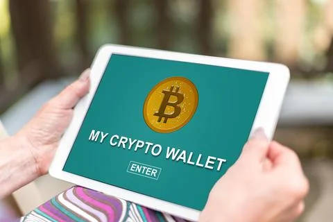 Crypto wallet concept on a tablet Stock Photos
