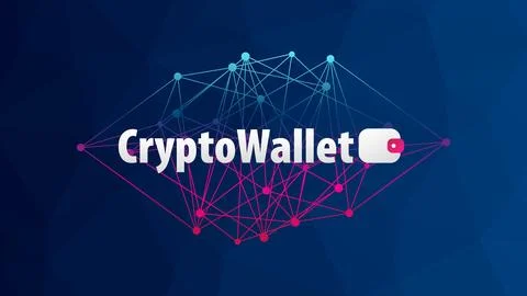 Crypto wallet for cryptocurrency. Blockchain technology. Vector background Stock Illustration