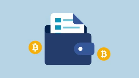Crypto wallet with document bitcoin symbols for security 2d with Alpha Matte 動画素材 335800840