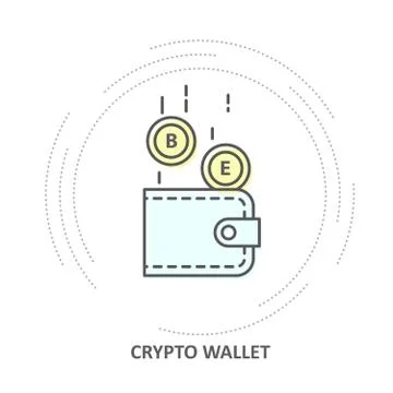 Crypto wallet icon - coins drop into cryptocurrency wallet Stock-Illustration